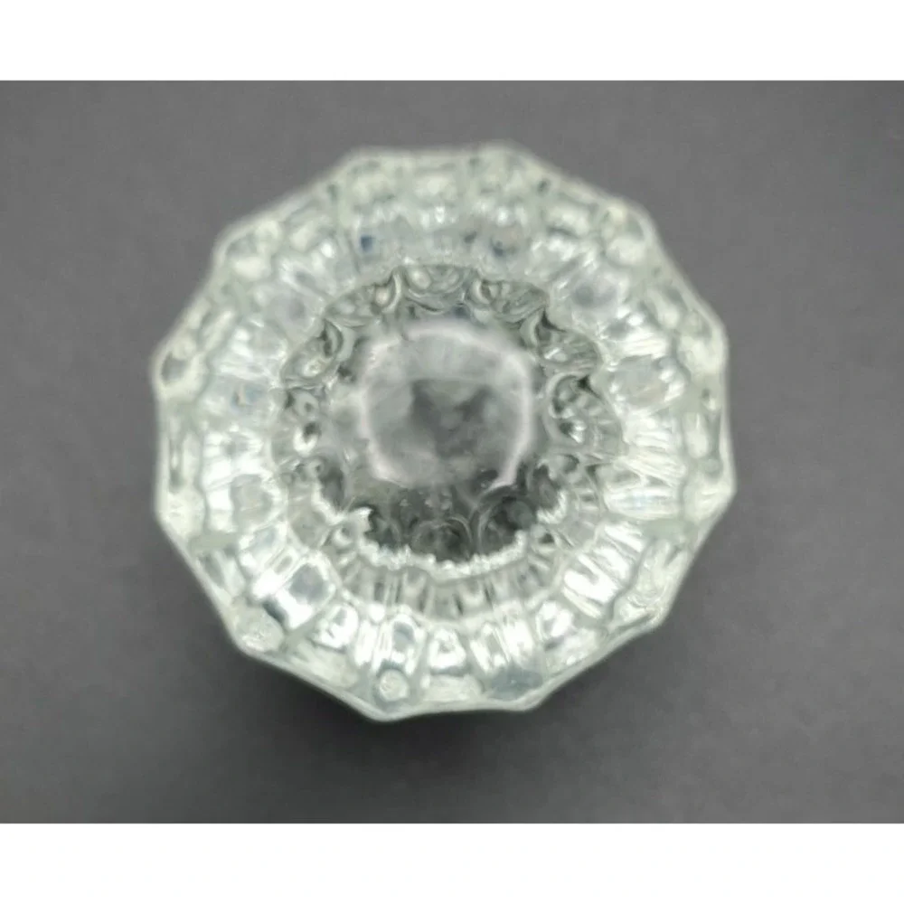 Depression Era 12 Point Glass Fluted Door Knob No Brass Base 2 inch Diameter VTG